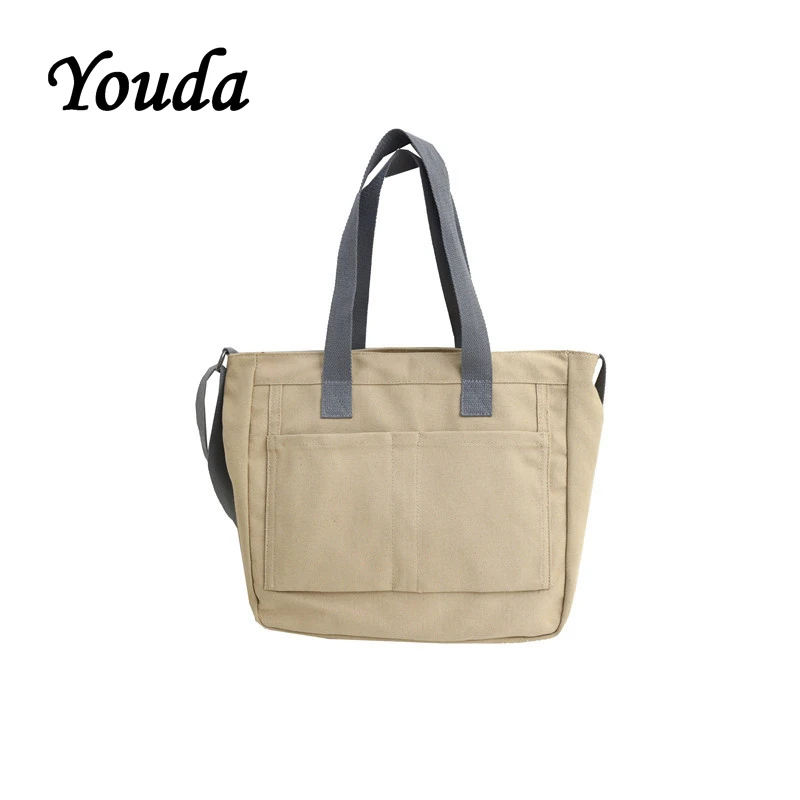 

Youda Original Simple Solid Color Messenger Bag Large Capacity Ladies Shopping Handbag Classic Style Shoulder Bag Women's Tote