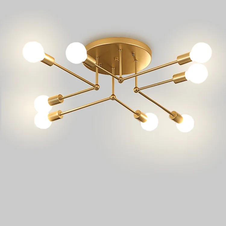 

Multiple Rod Wrought Iron Ceiling Light Retro Industrial Loft Nordic Dome Lamp for Home Decor Dinning Cafe Bar
