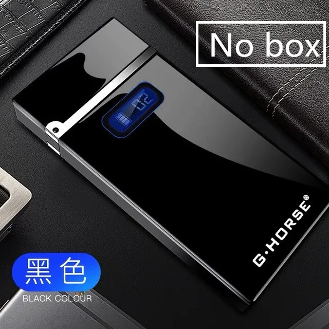 Black USB перезаряжаемая зажигалка с светодиодный дисплеем питания ветрозащитные дуговые Плазменные зажигалки гаджеты для мужчин USB прикуриватель - Цвет: Black