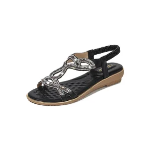 Shoes Women New Rhinestone Sandals Bohemian Comfortable Wedge Sandals Women Cross-border Large Size Women Shoes Platform Sandals