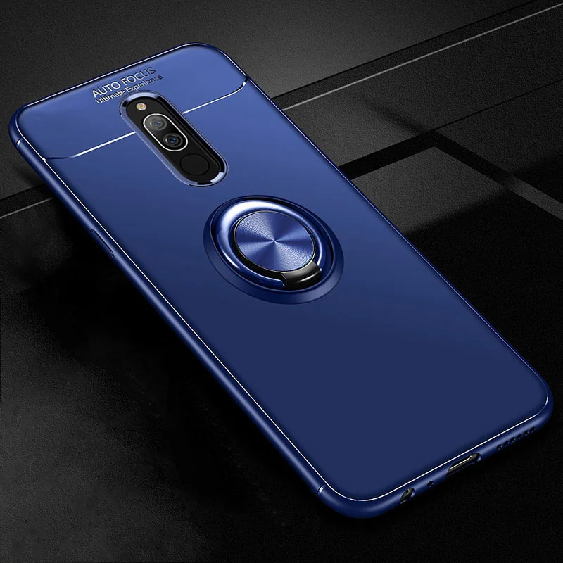Роскошный автомобильный Магнитный кольцевой мягкий чехол для Xiaomi Redmi 8 8A чехол Мягкая задняя крышка для Redmi 8 чехол противоударный бампер чехол - Цвет: Full Blue