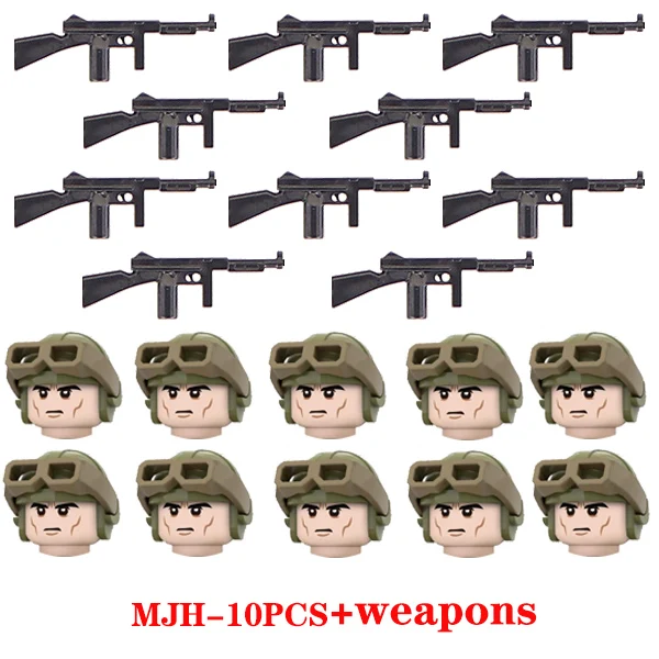 WW2 Military Weapons Accessories Building Blocks WW2 Military US Airborne Division 101st soldier Helmet Bricks Toys For Children 1-MJH