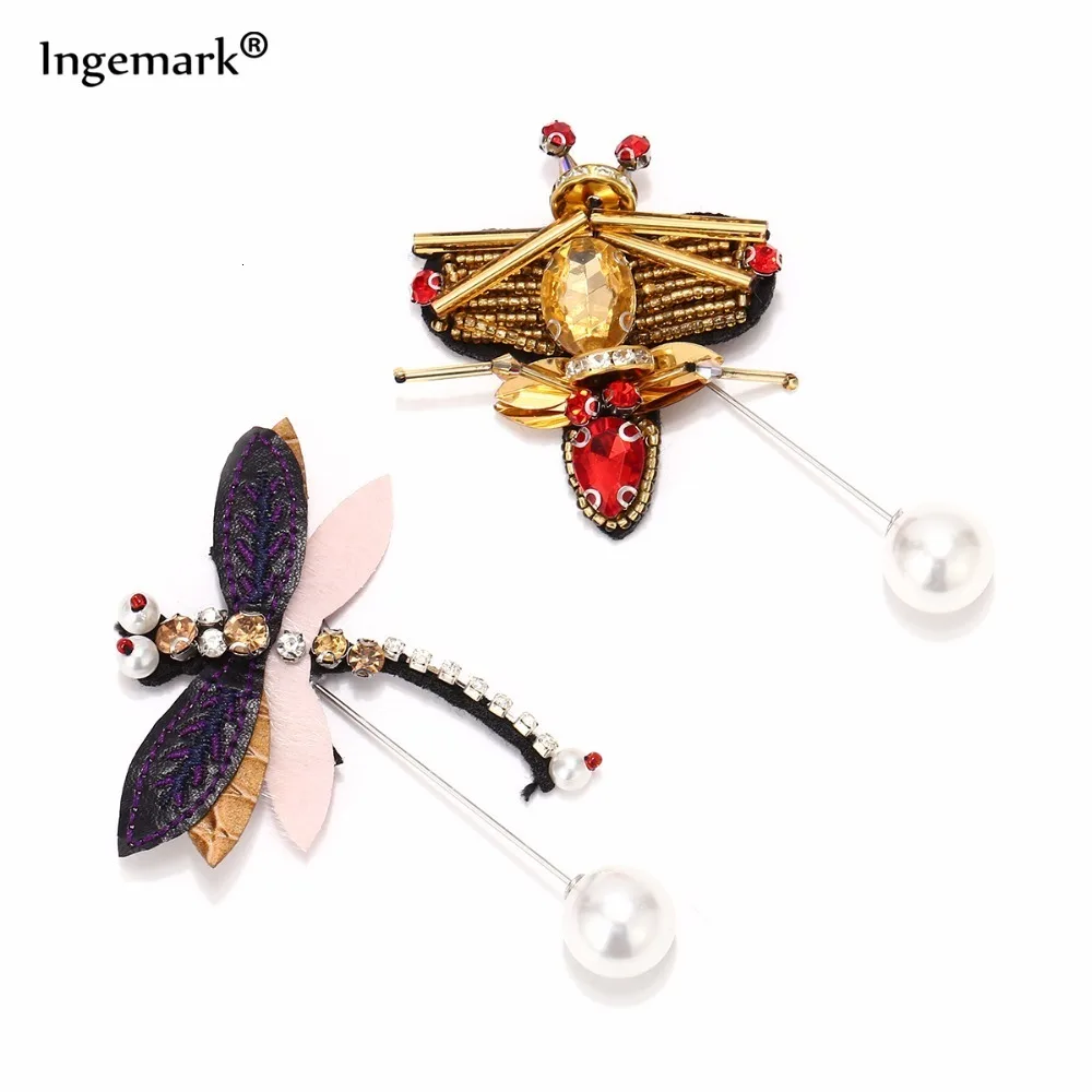 Ingemark, модная Милая пчела, стрекоза, муха, насекомое, Хрустальная брошь, булавка для женщин, девочек, аксессуары для одежды, массивные жемчужные броши