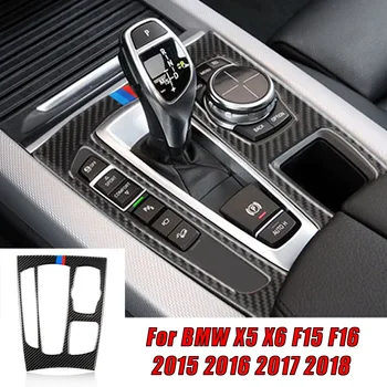 

1Pcs New Car Gear Shift Panel Trim Cover True Carbon Fiber Decal Decor For BMW X5 X6 F15 F16 LHD Car Styling Accessories