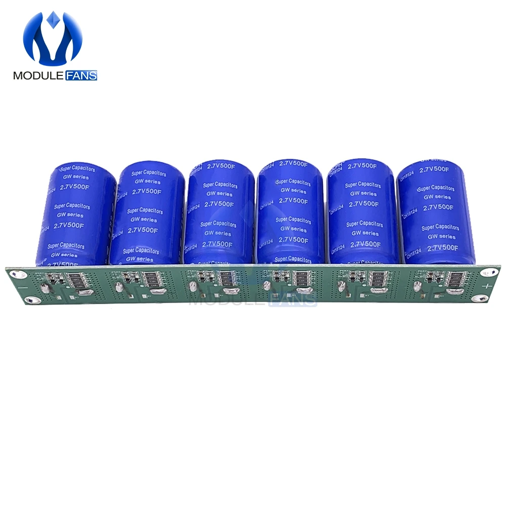 

6PCS Super Farad Capacitor 16V 83F 2.7V 500F Flat Angle Electrolytic Capacitor with Protection Board Single Row Ultracapacitor