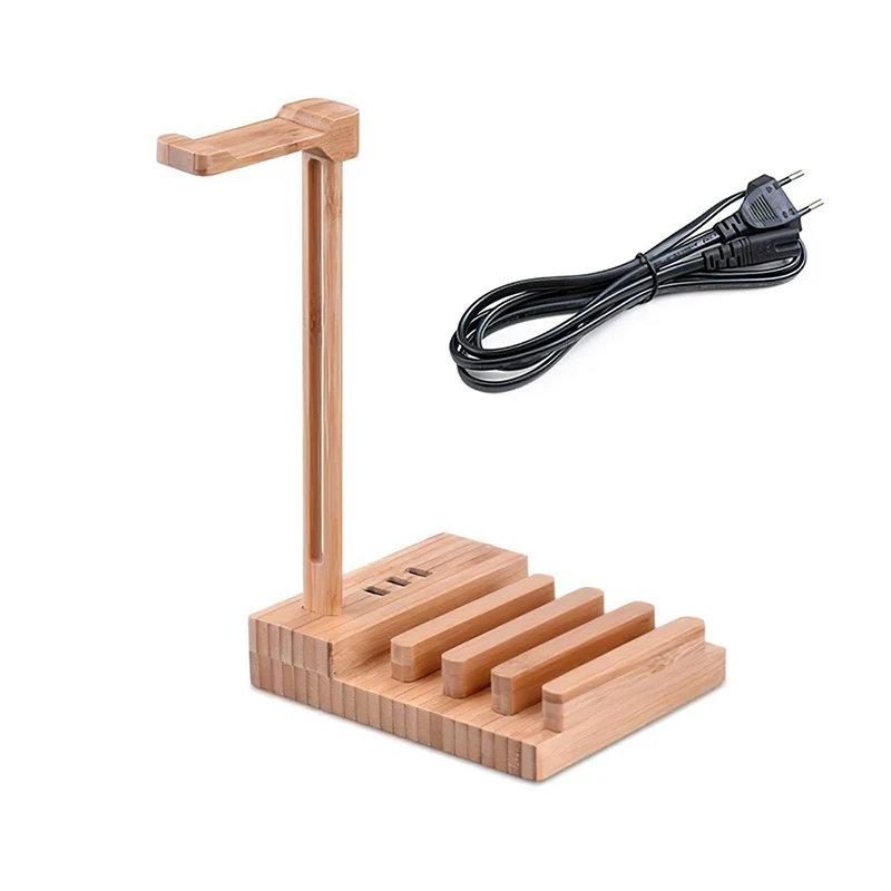 Wooden Headphone Hanger Light Weight Holder Stand Charging Earphone USB 5V 3A Charger With 3 USB 3 With USB Interface Universal