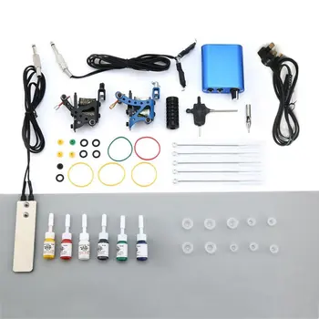 

Tattoo Complete Tattoo Kits 2 Machine Gun Beginner Tattoo Set 6 Inks Needle Grips Foot Petal Power Supply