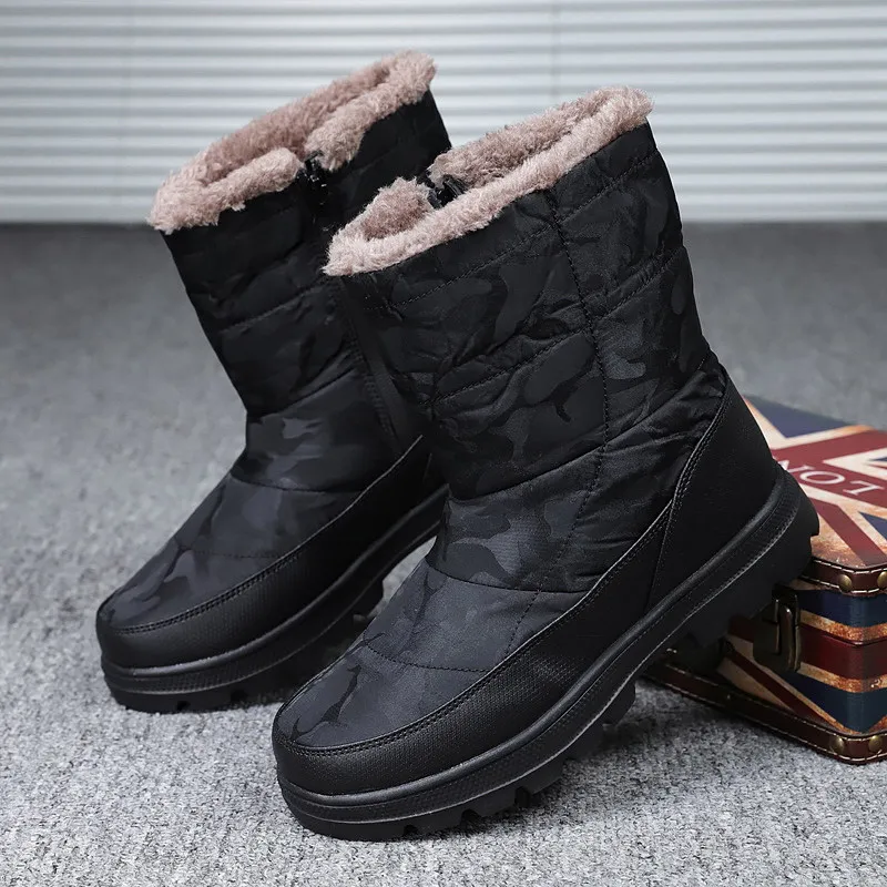 

Faux Fur Winter Boots for Men Outdoor Warmest Snow Boots Plus Size Luxury Men's Casual Shoes Fashion High Top Platform Boot B70