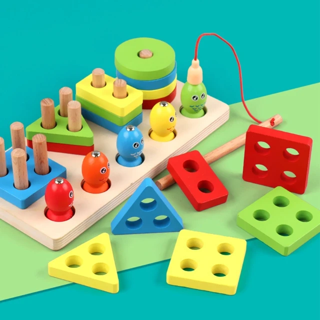 Puzzle Sorting Toy for Toddler Baby Kids Fishing Game Educational Game High-quality Beech Wood Made in China, for Kids D5QA 5