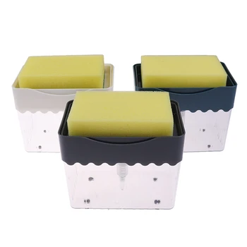 

Soap Pump Dispenser With Sponge Holder Cleaning Liquid Dispenser Container Manual Press Soap Organizer Kitchen Cleaner Tool