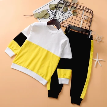 

PatPat 2020 New Autumn 2-piece Baby / Toddler Boy Colorblock Splice Long-sleeve Pullover and Striped Pants Set Boy Clothes