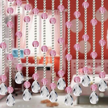 

100CM Crystal Clear Beads Tassel Screen Valance Door Window Panel Curtain Partition Crystal Beaded Curtain Wedding Decoration