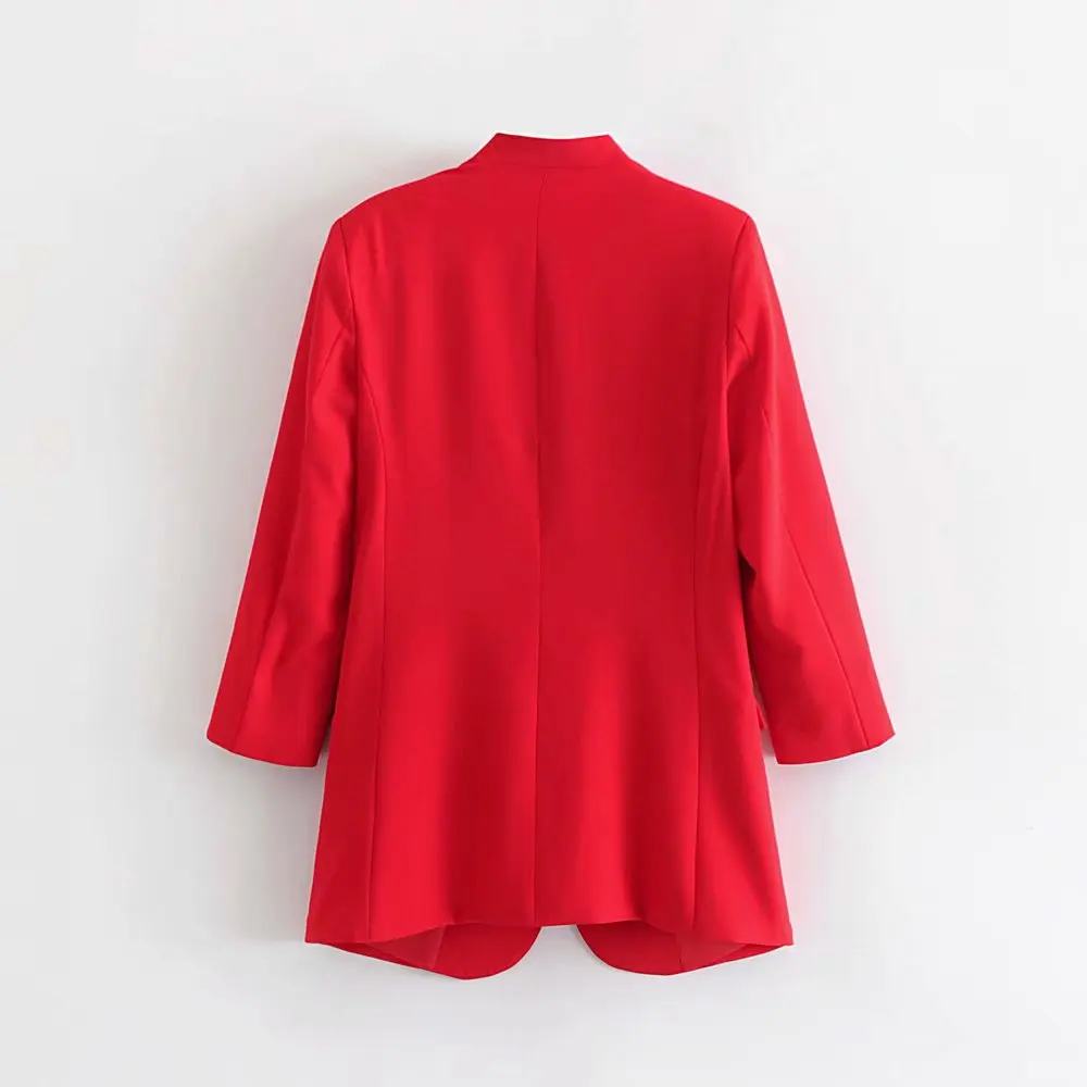 

2019 Summer New Style WOMEN'S Dress Western Style Fold-down Collar Solid Color Sleeve Roll Sleeve Design Casual Suit Jacket