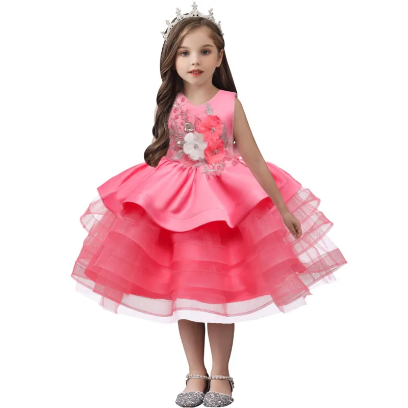 Праздничная одежда для девочек; вечернее платье с цветочным рисунком для свадьбы; одежда для дня рождения с цветочным узором для детей 2-10 лет; платья принцессы для девочек; 6 цветов