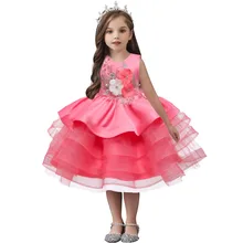 Праздничная одежда для девочек; вечернее платье с цветочным рисунком для свадьбы; одежда для дня рождения с цветочным узором для детей 2-10 лет; платья принцессы для девочек; 6 цветов