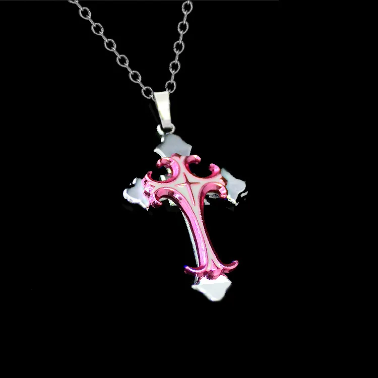 24pcs/lot Pink Cross Charm Pendant 
