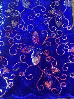 

Latest Stripe Sequin French Velvet Lace Fabric Cord Nigerian Lace 2019 High Quality New Women Party Dress 5Yard African Lace