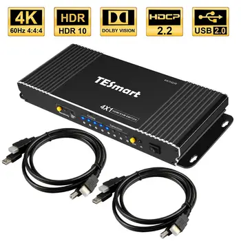 

TESmart High Quality 4 Port USB KVM HDMI Switch with Extra USB 2.0 Port Support 4K*2K (3840x2160) with 2 Pcs 5ft HDMI KVM Cables