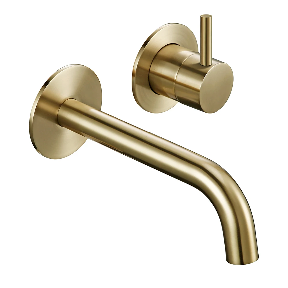 Brushed Gold Wall Mounted Basin Water Mixer - Image 3