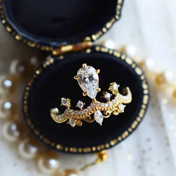 

Princess Crown Style Rings For Women Luxury Rose Gold & White Gold & Gold Color Ring For Women Fashion Jewelry Gifts Wholesale