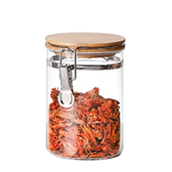 

Kitchen food storage tanks Glass food storage tanks, airtight sealed bamboo box glass jars RT99
