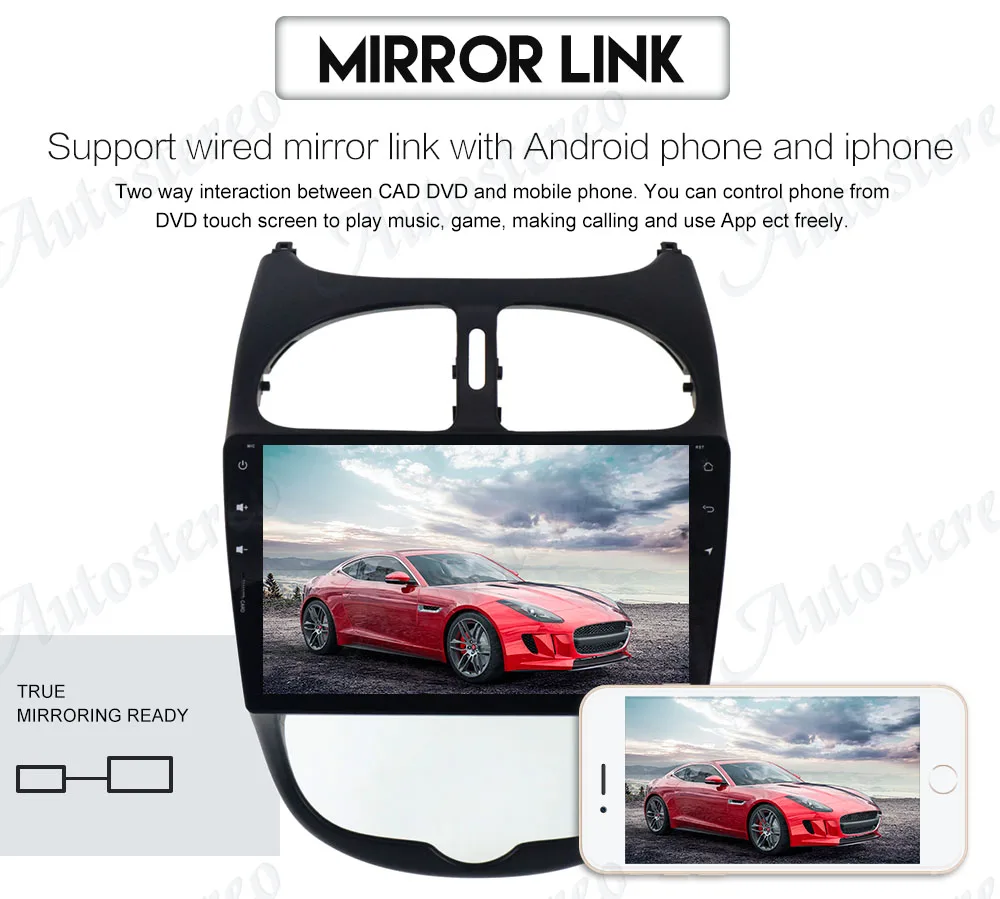 Flash Deal AOTSR Android 9.0 Car DVD Player For Peugeot 206 Multimedia Video WIFI GPS Navigation Car Radio Stereo Steering wheel car player 31