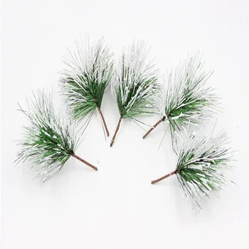 

10PCS/lot Simulation Snow Frost Pine Needles Artificial Fake Plant Tree Branches DIY Christmas Tree Gift Packaging Decoration