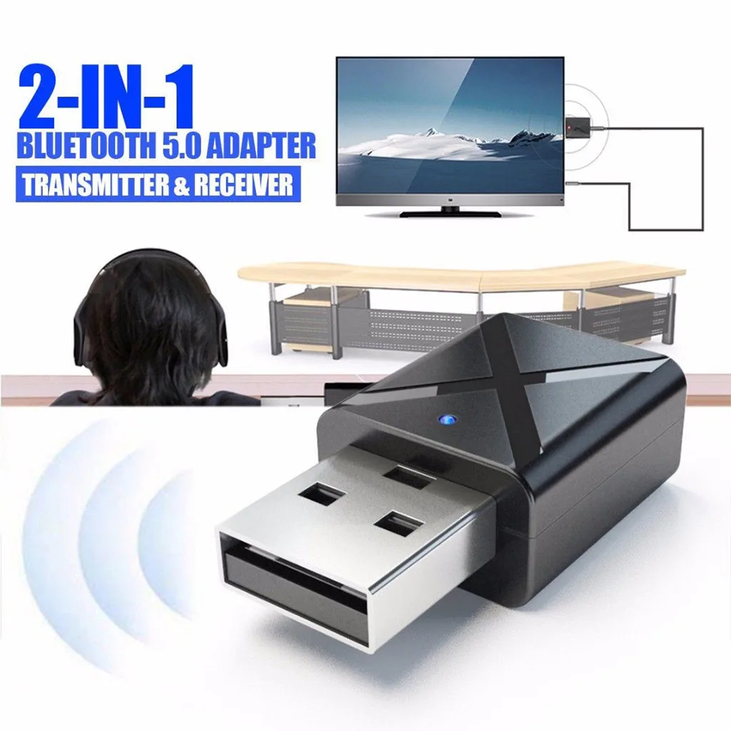 USB Bluetooth приемник 3,5 аудио передатчик адаптер для ТВ/ПК наушники Динамик - Цвет: Коричневый