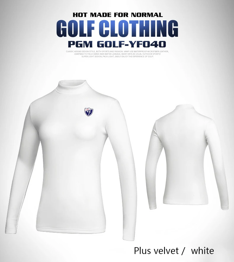 PGM golf одежда Базовая рубашка осень и зима дамы плюс бархатная футболка с длинными рукавами термобелье ветрозащитная блузка - Цвет: White