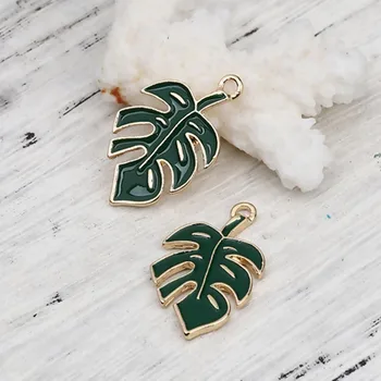 

DoreenBeads Zinc Based Alloy Charms Leaf KC Gold Color Green Enamel Pendants For Women Men DIY Jewelry Gifts 29mm x 17mm, 2 PCs