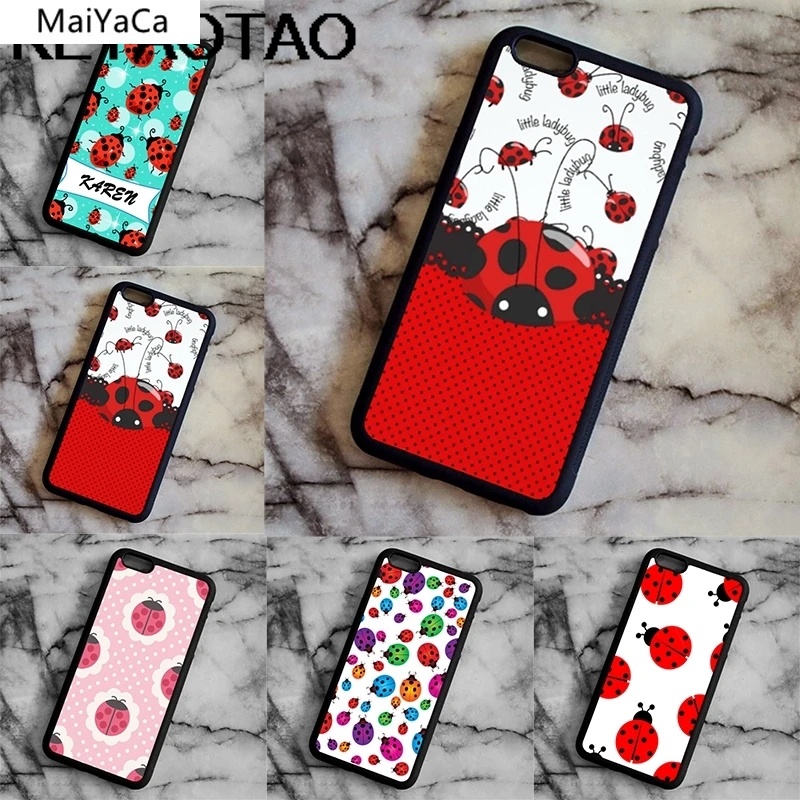 MaiYaCa Божья коровка в горошек для iPhone 4S SE 5C 5S 5 6 6S 7 8 Plus X XR XS MAX samsung черный мягкий