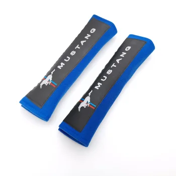 

Nylon embroidery for MUSTANG emblem car seat belt cover shoulder pad for Ford focus 2 3 fiesta auto accessories