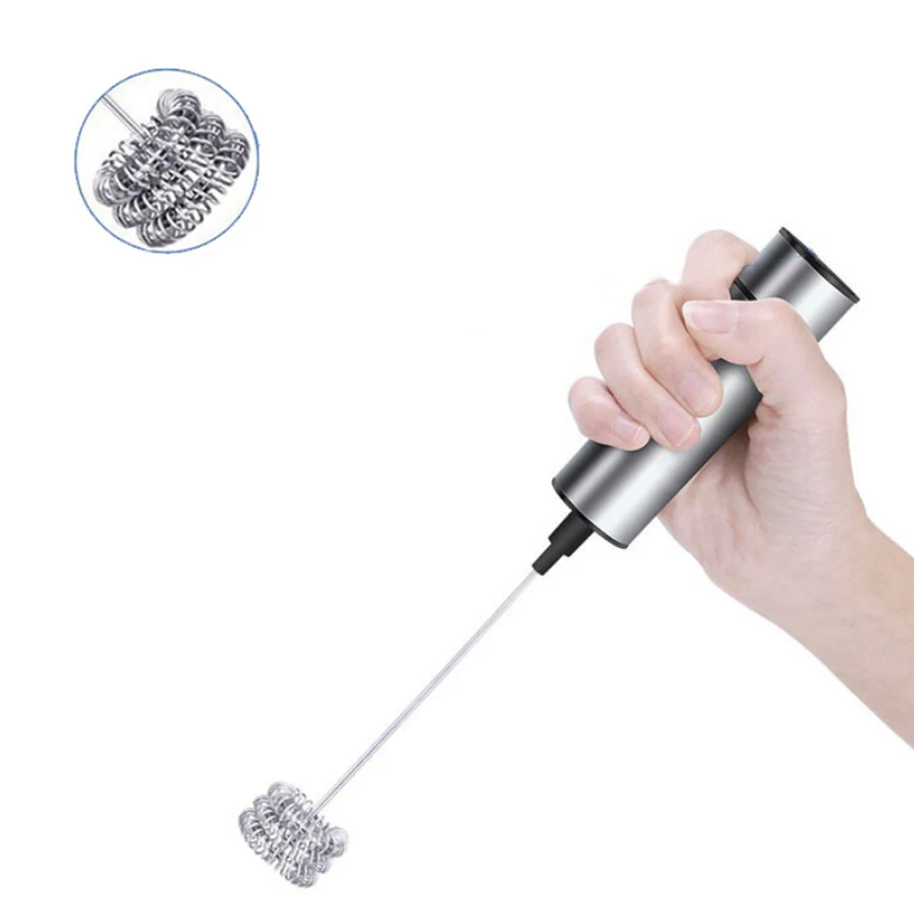 Electric Handheld Milk Frother -Triple Spring Whisk Head - for cappuccino latte hot chocolate milkshake cocktails etc