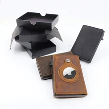 Dropshipping Air Tag Credit Card Holder Wallet RFID Premium Genuine Leather Credit Card Holder Card pop-upSmart Wallet AirTag