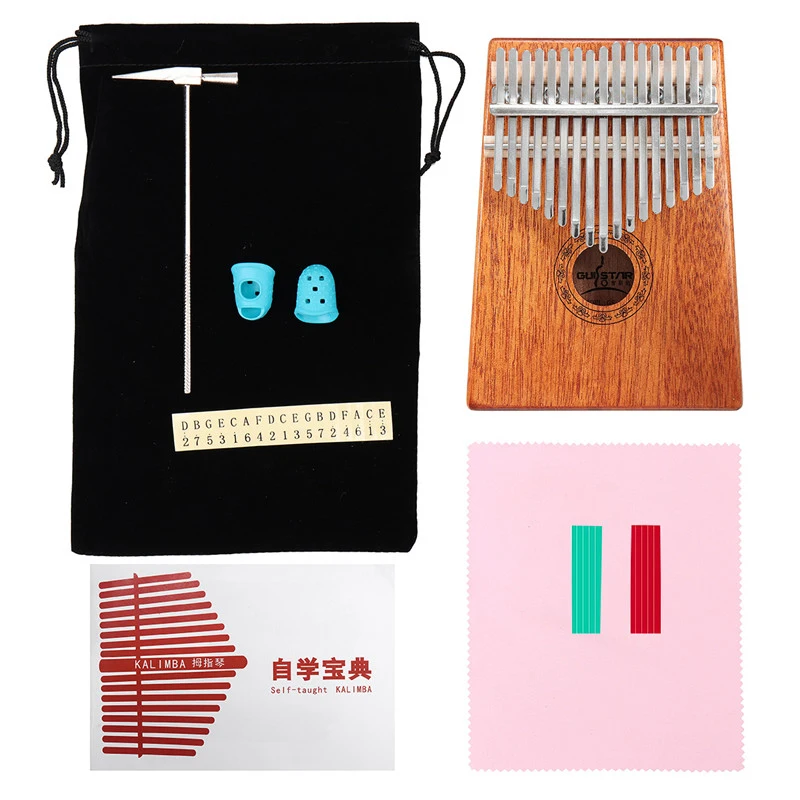 17 Keys Kalimba Thumb Piano High-Quality Wood Mahogany Body Musical Instrument with Learning Book Tune Hammer |