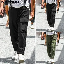 INCERUN/комбинезон на подтяжках для мужчин; модные однотонные повседневные Комбинезоны; Джокер; тренд; для социальных людей; для улицы; для мужчин; мешковатый комбинезон; комбинезон-карго;