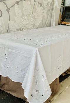 

100% Flax Hand Embroidery Table Cloth Lu Embroidery Tablecloth Delicacy Curtain Small Bed Cover Decoration/ 170*230cm