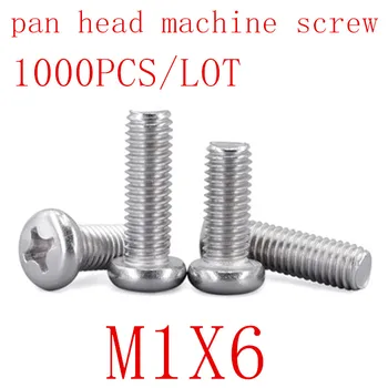 

1000PCS M1*6 m1x6 DIN7985 GB818 Stainless Steel Cross Recessed Pan Head Screws Phillips Screws Bolts