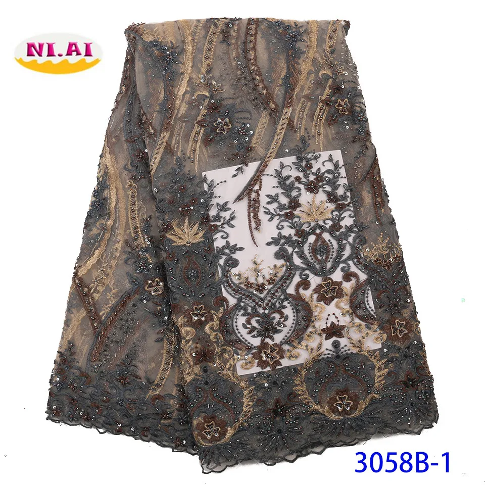

NIAI Handmade Lace African Net Lace Fabric 2019 High Quality Lace Material French Nigerian Net Lace Fabrics For Dress XY3058B-1