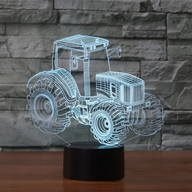 Бульдозер экскаватор миксер грузовик трактор 7 цветов лампа 3d Визуальный светодиодный ночник сенсорный Usb настольная лампа для сна