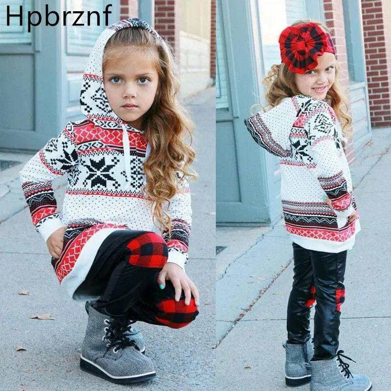Winter Kids Sweatshirt Mom Daughter Christmas Printed Christmas Hoodies Autumn Winter Mother and Daughter Clothes E0325
