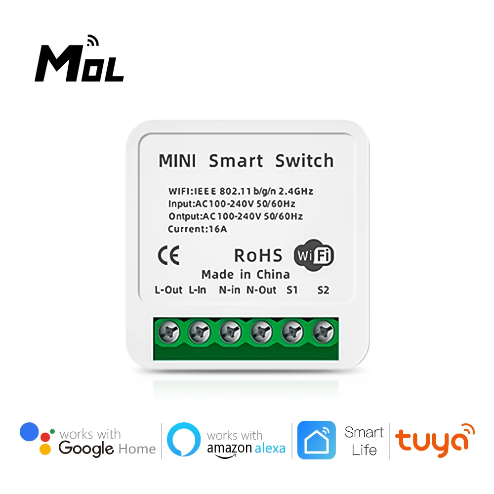 Моль 16A Мини Смарт Wi-Fi для переключателя сделай сам Поддержка 2 Way Управление