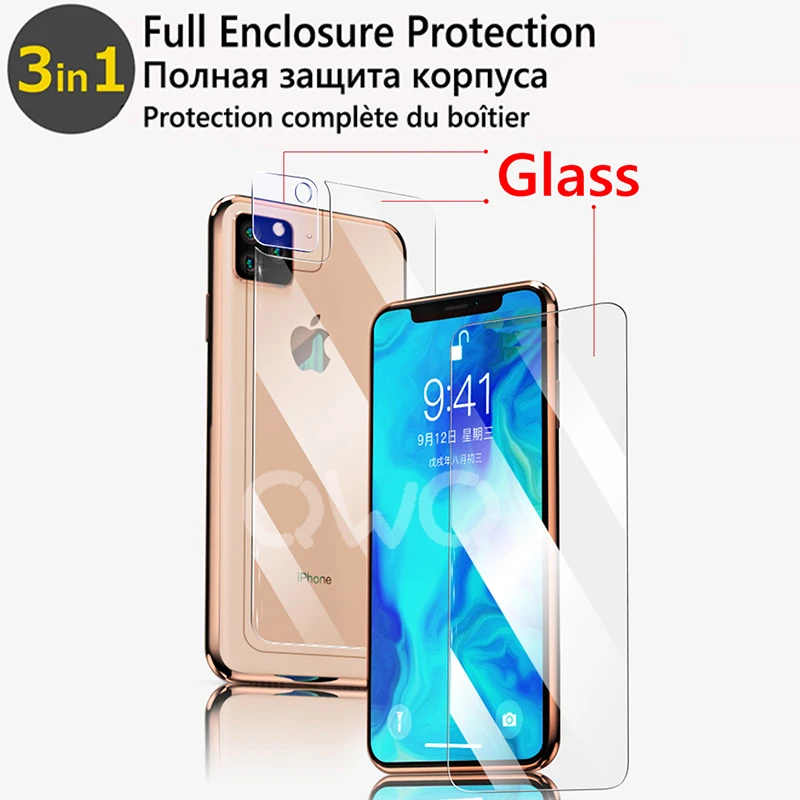 360 защитная защитное стекло пленка из закаленного стекла для айфона iphone XS 11 pro max XR задняя+ защита для экрана камеры для iphone 7 8 Plus полное покрытие стекло not гидрогелевая пленка смартфон гидрогель