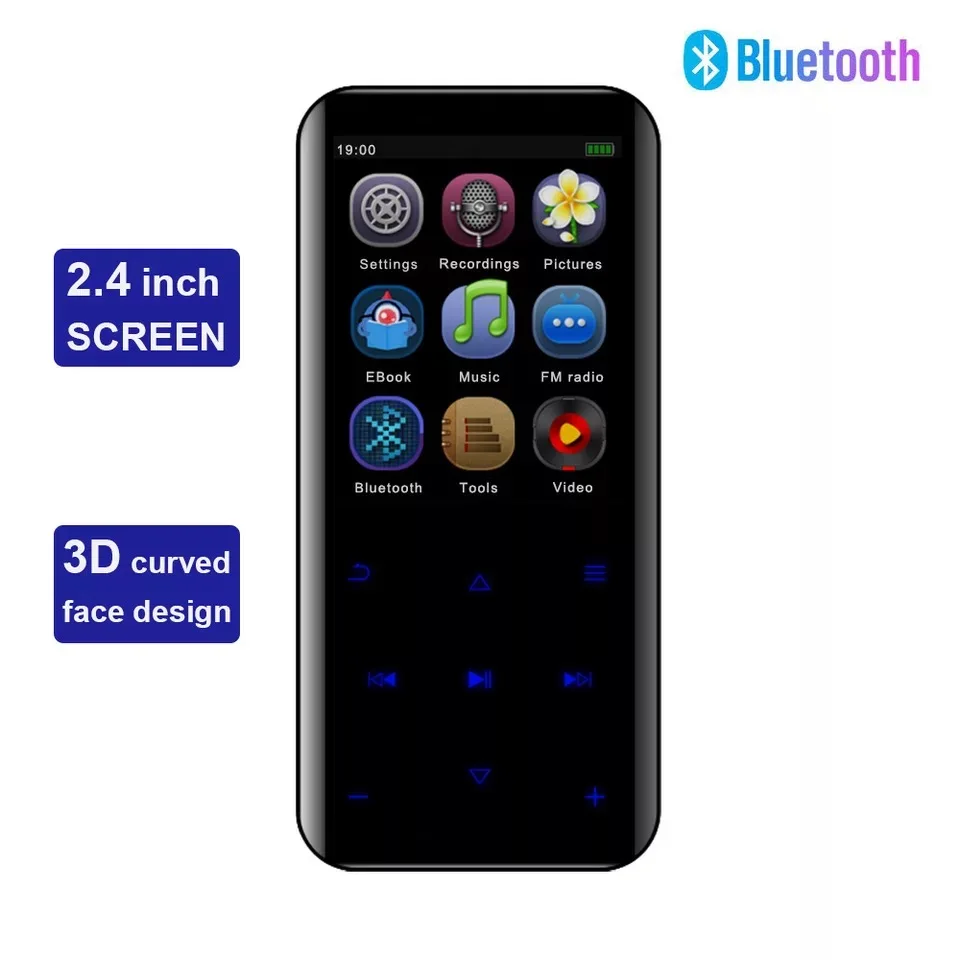 Черный MP3-плеер со встроенным ультра-тонкий динамик Bluetooth 8 Гб 16 Гб HiFi сплав портативный мини Walkman с fm-радио запись - Цвет: Черный