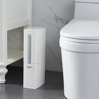 

One-piece Set Slit Cleaning Brush Toilet Trash Can Set Narrow Hidden Seam With Bracket Cans Garbage Bucket