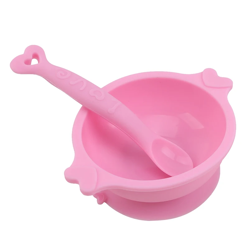 pink 2 шт./компл. Детские Еда хранения силиконовая посуда детские всасывания чаша eco-friendly для занятий спортом для детей, посуда для кормления c изображением животных, из - Цвет: pink