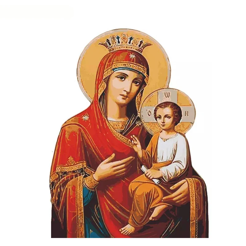 

Painting By Numbers DIY Dropshipping40x50 60x75cmDressing the Virgin and Child Figure Canvas Wedding Decoration Art picture Gift