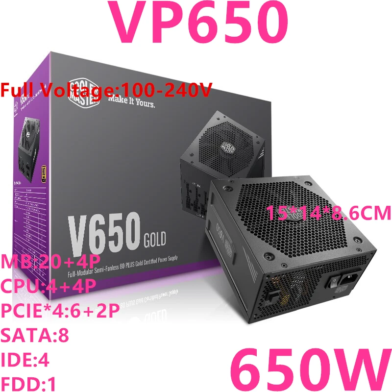 #^Special Price New PSU For Cooler Master ATX 80plus Gold Full Module Game Mute Power Supply 650W Power Supply V650