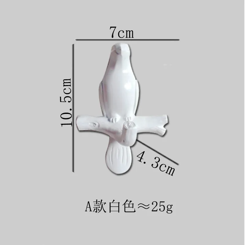 Полимерные крючки в виде птиц, настенные украшения для спальни, двери, бесшовные крючки для ключей, крючки, вешалка для одежды, держатель для ключей, настенные знаки, домашний декор - Цвет: A white