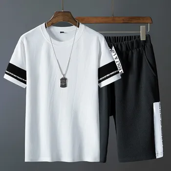 

Casual Male Tracksuit Clothing Summer Men Set Fitness Suit Sporting Suits Short Sleeve T Shirt + Shorts Quick Drying 2 Piece Set